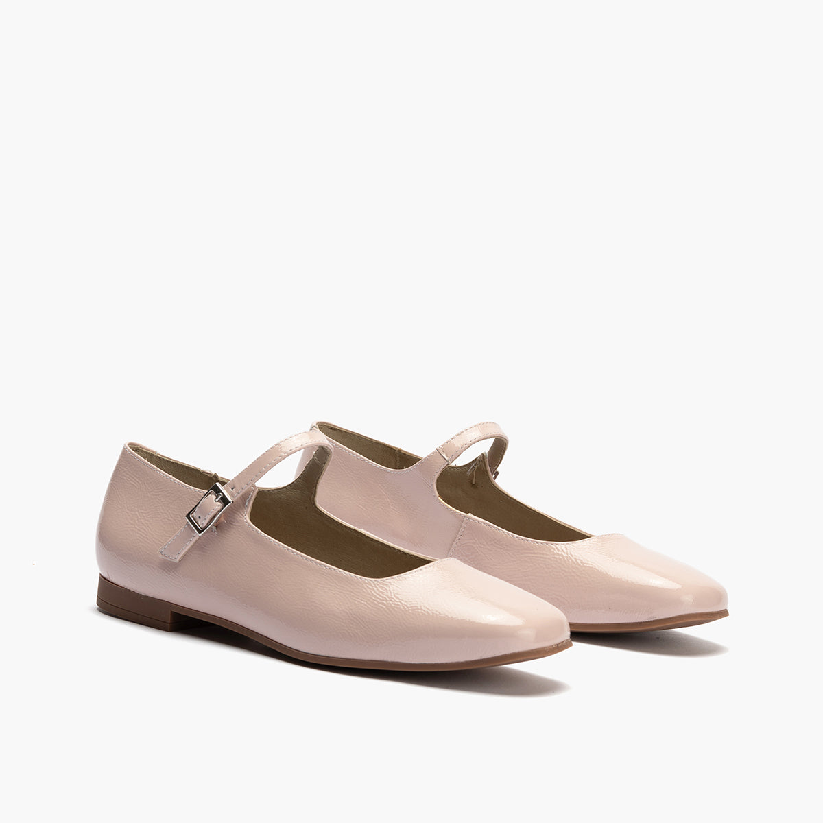 Bailarina plana en piel charol Nude