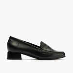 Mocasín con tacón bajo y antifaz, con punta cuadrada Negro