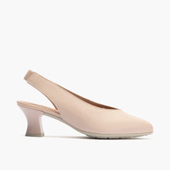 Zapato salón destalonado con tacón medio, en piel napa Nude