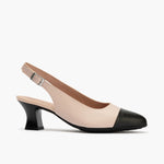Zapato de salón destalonado con tacón medio y punta fina Negro-Nude
