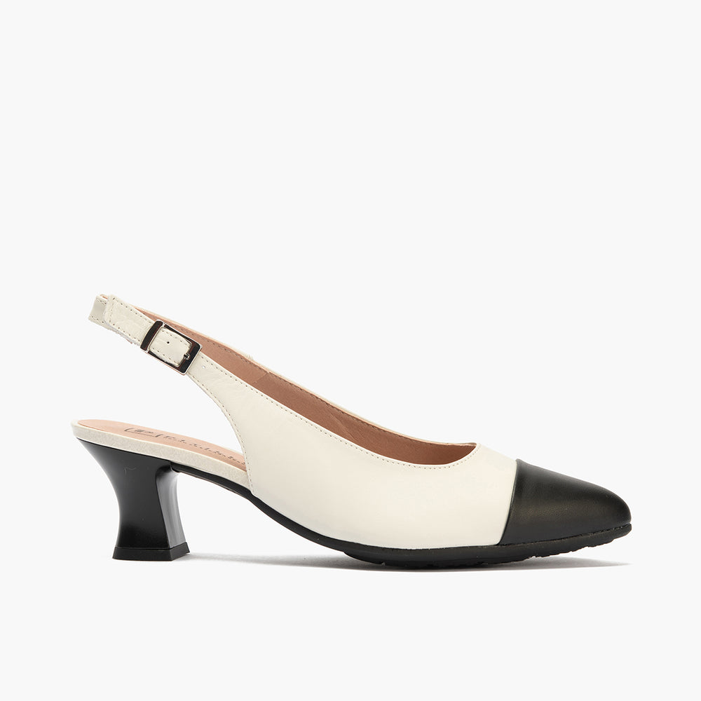 Zapato de salón destalonado con tacón medio y punta fina Negro-Glacial