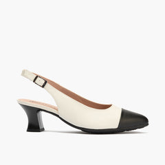 Zapato de salón destalonado con tacón medio y punta fina Negro-Glacial