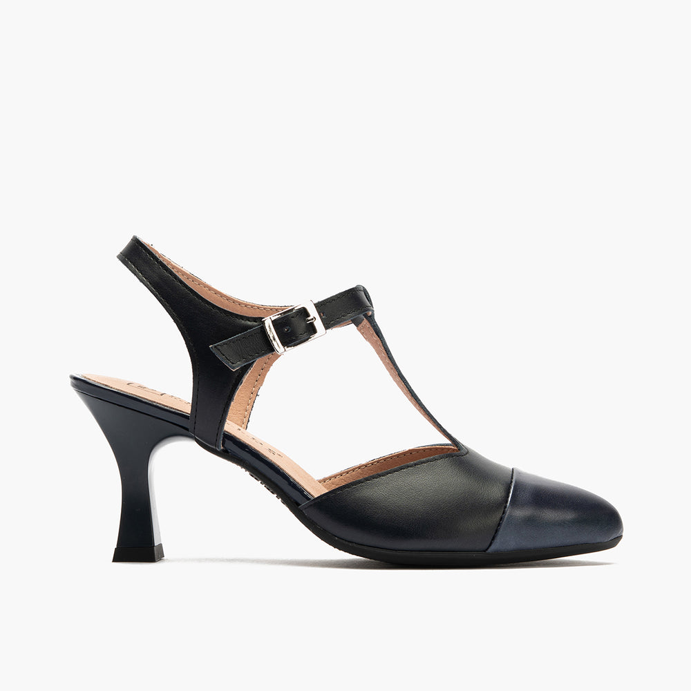 Zapato estilo Gilda con tacón alto y punta fina Marino