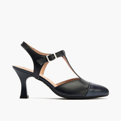 Zapato estilo Gilda con tacón alto y punta fina Marino