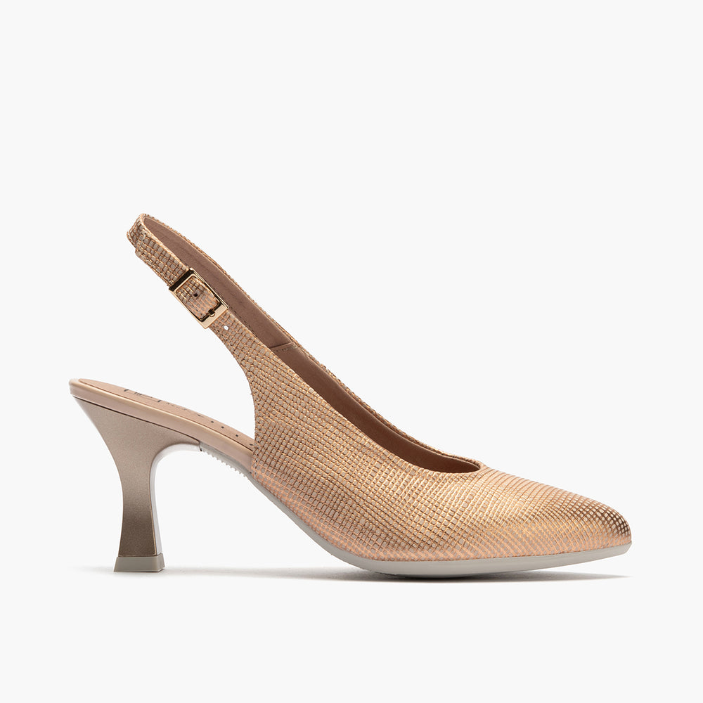 Zapato destalonado con tacón alto y punta fina Nude