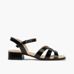 Sandalia con tacón bajo y pulsera Negro