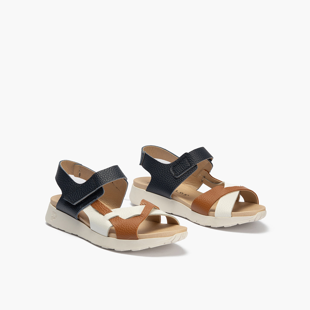 Sandalia deportiva con piel cruzada Marino