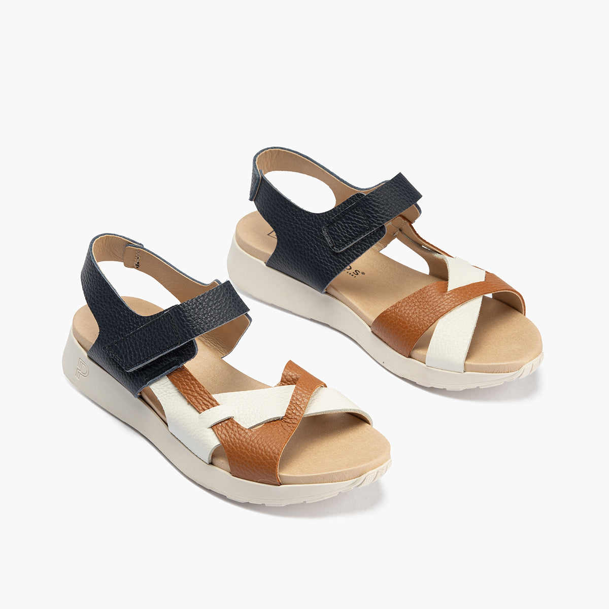 Sandalia deportiva con piel cruzada Marino