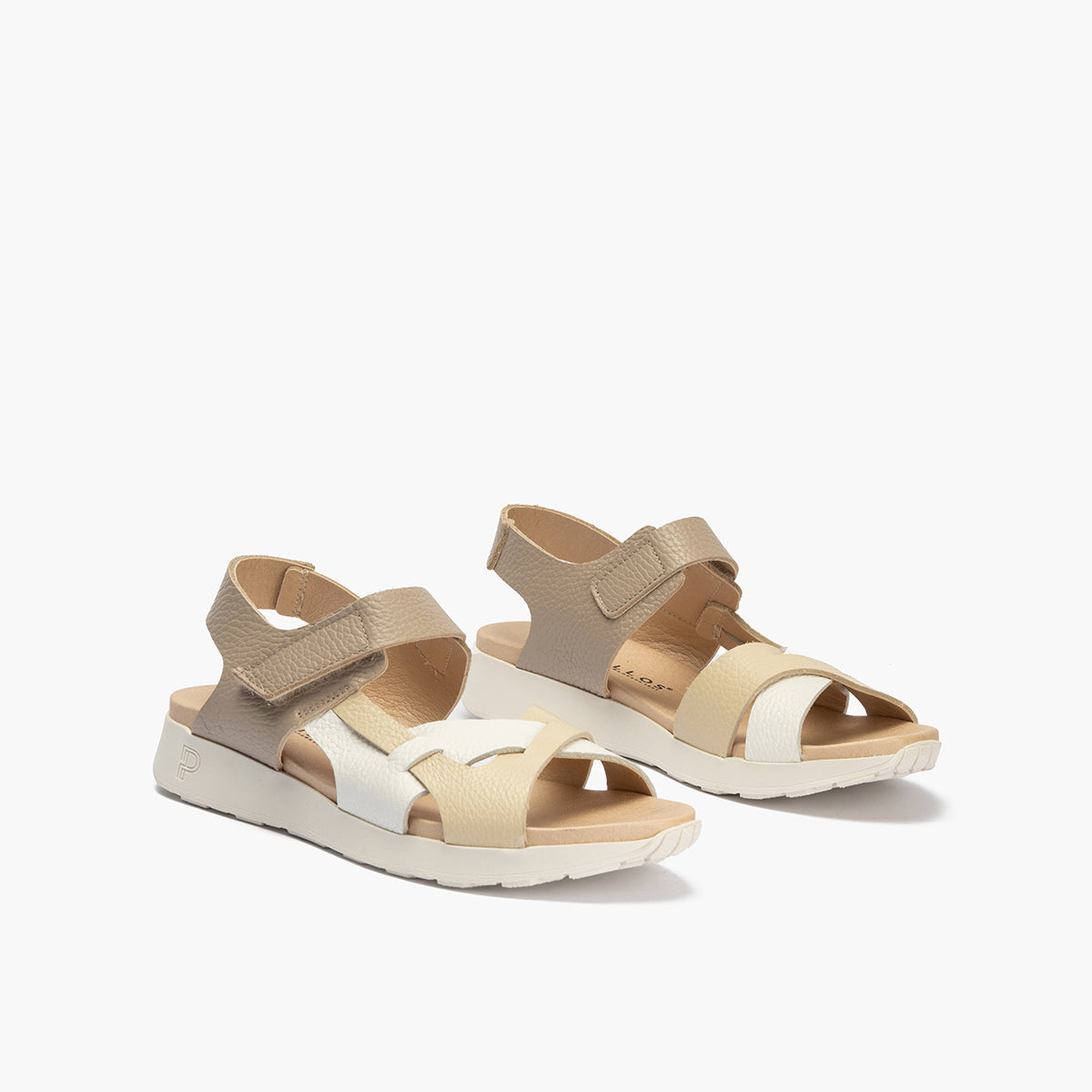 Sandalia deportiva con piel cruzada Piedra