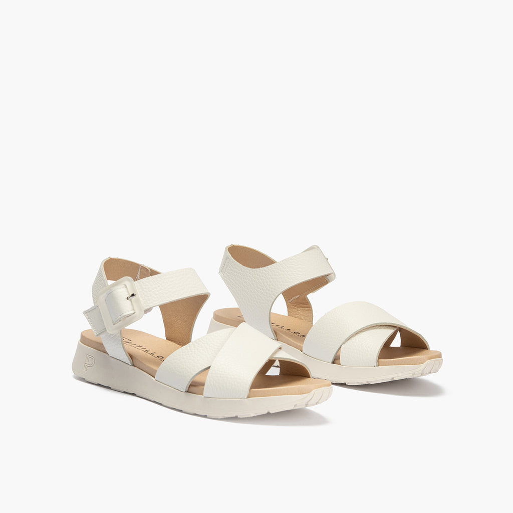 Sandalia deportiva con cruzados y pulsera Blanco