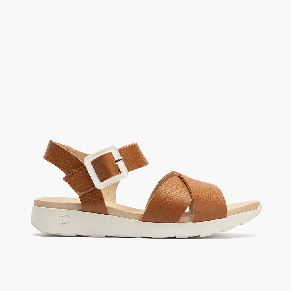 Sandalia deportiva con cruzados y pulsera Cuero