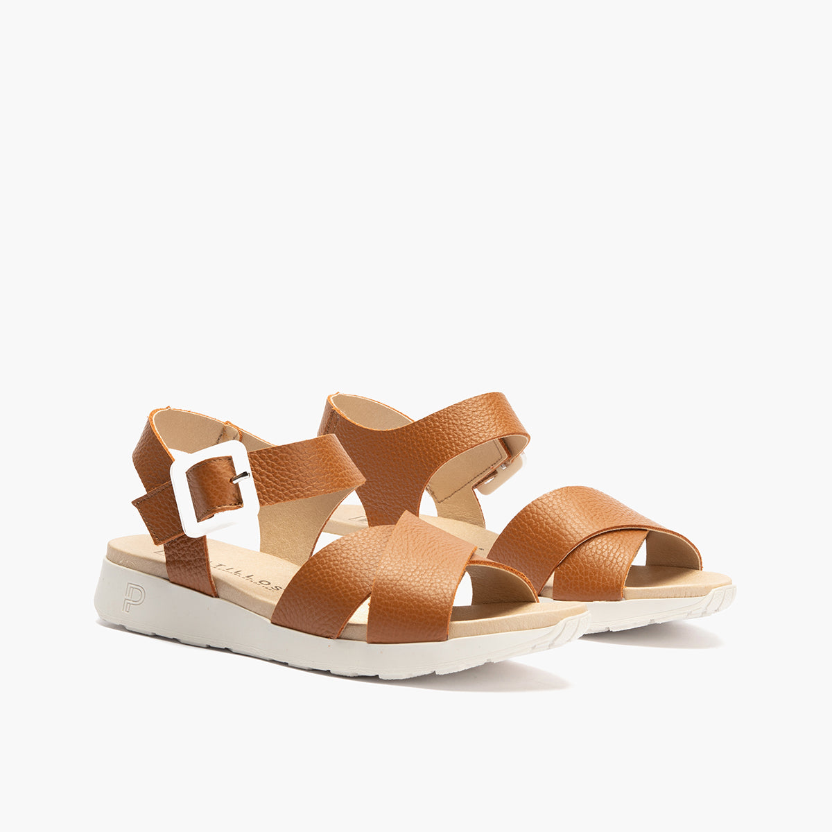Sandalia deportiva con cruzados y pulsera Cuero