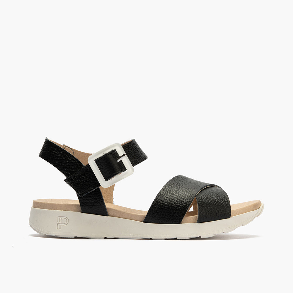 Sandalia deportiva con cruzados y pulsera Negro