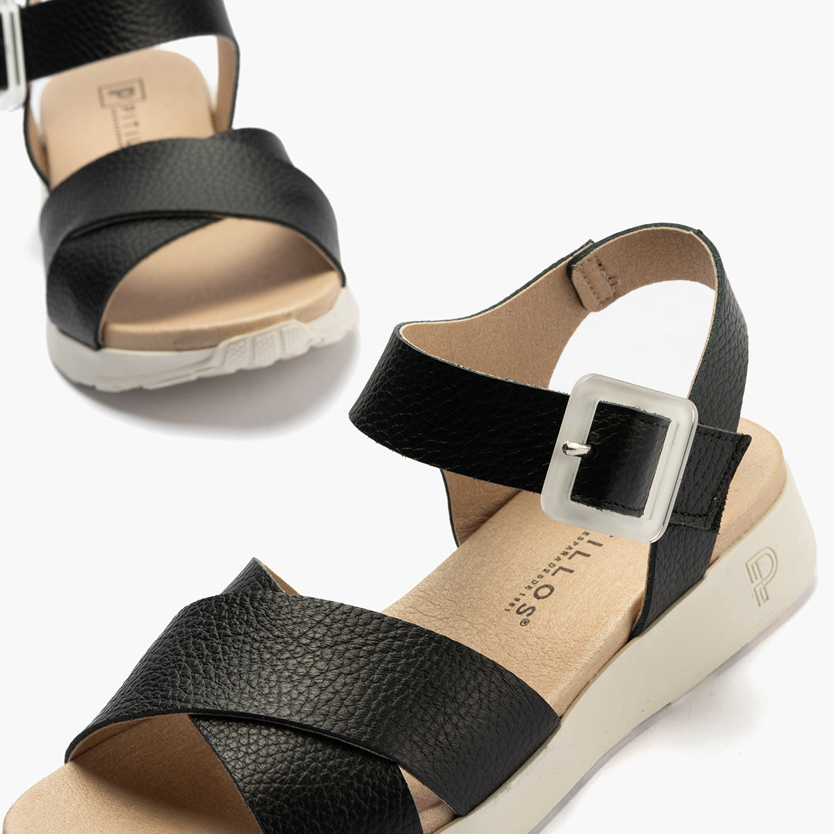 Sandalia deportiva con cruzados y pulsera Negro