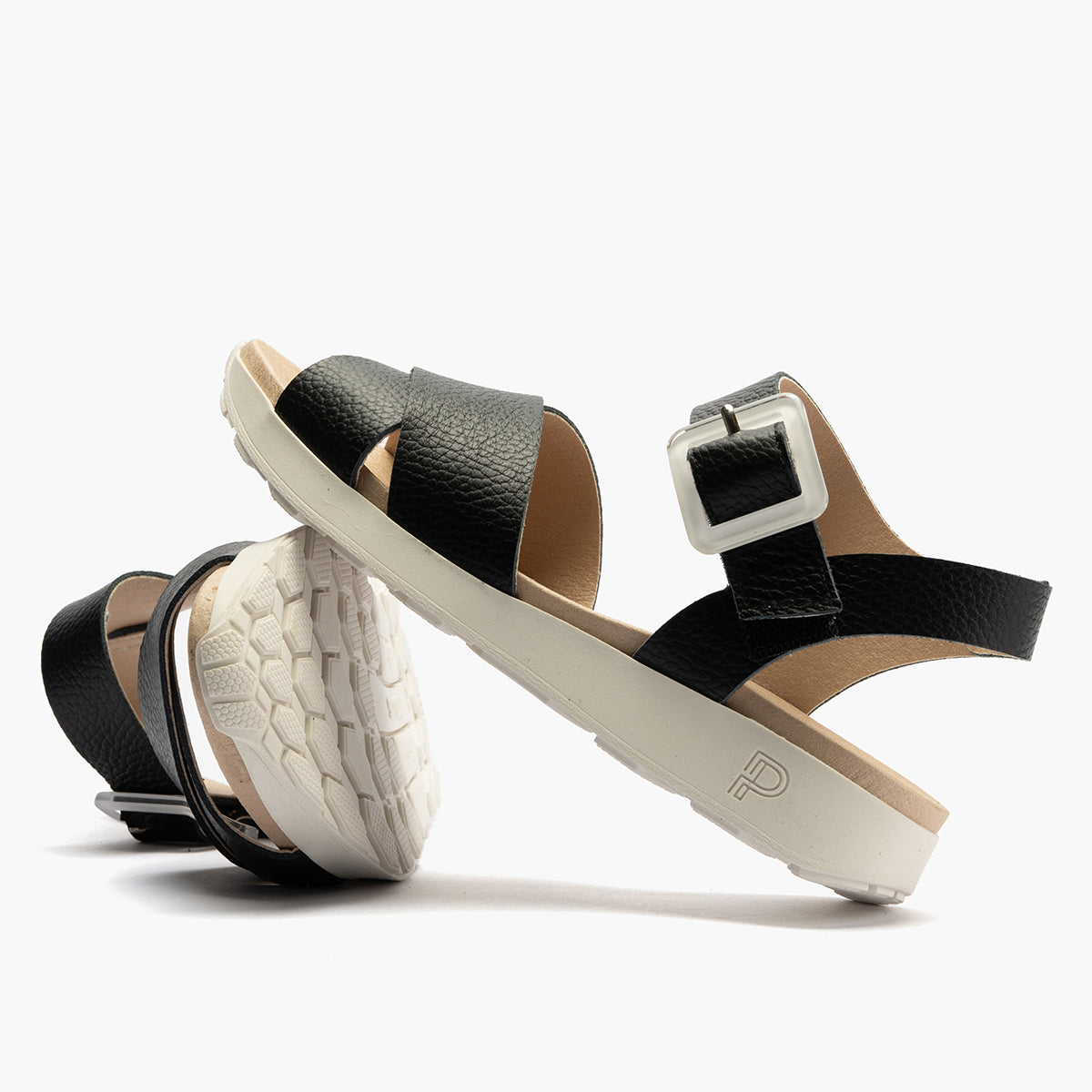 Sandalia deportiva con cruzados y pulsera Negro