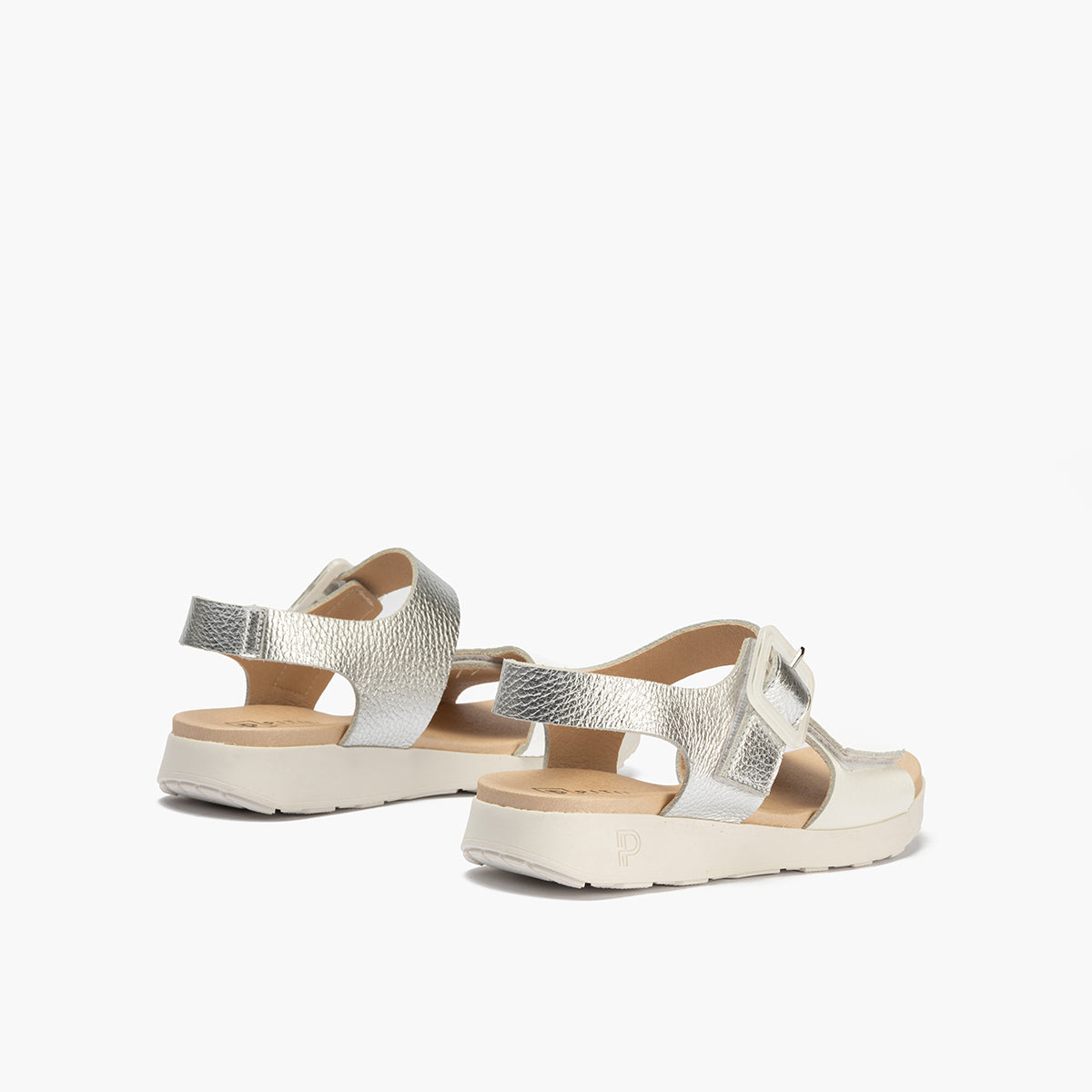 Sandalia deportiva con velcro Blanco-Plata