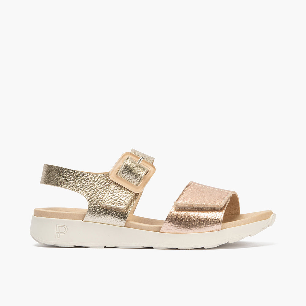 Sandalia deportiva con velcro Nude-Oro