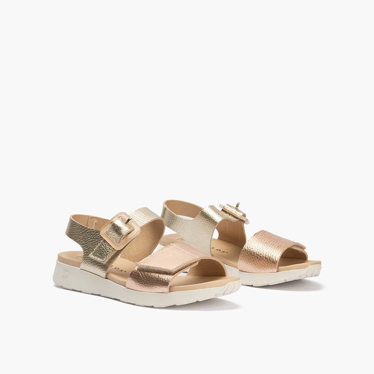 Sandalia deportiva con velcro Nude-Oro