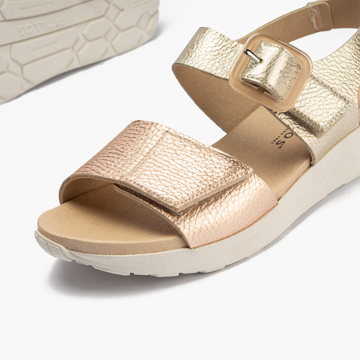 Sandalia deportiva con velcro Nude-Oro
