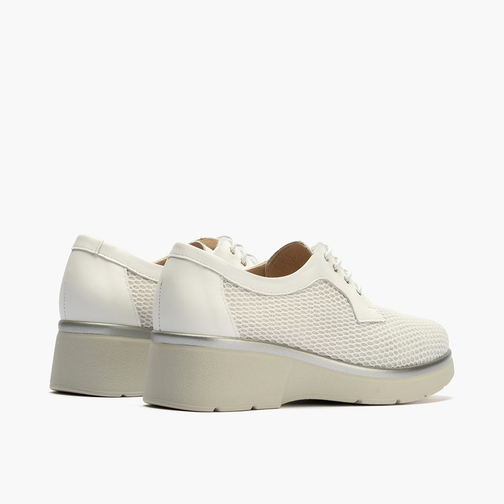 Blucher con cordones, cuña y tejido Blanco