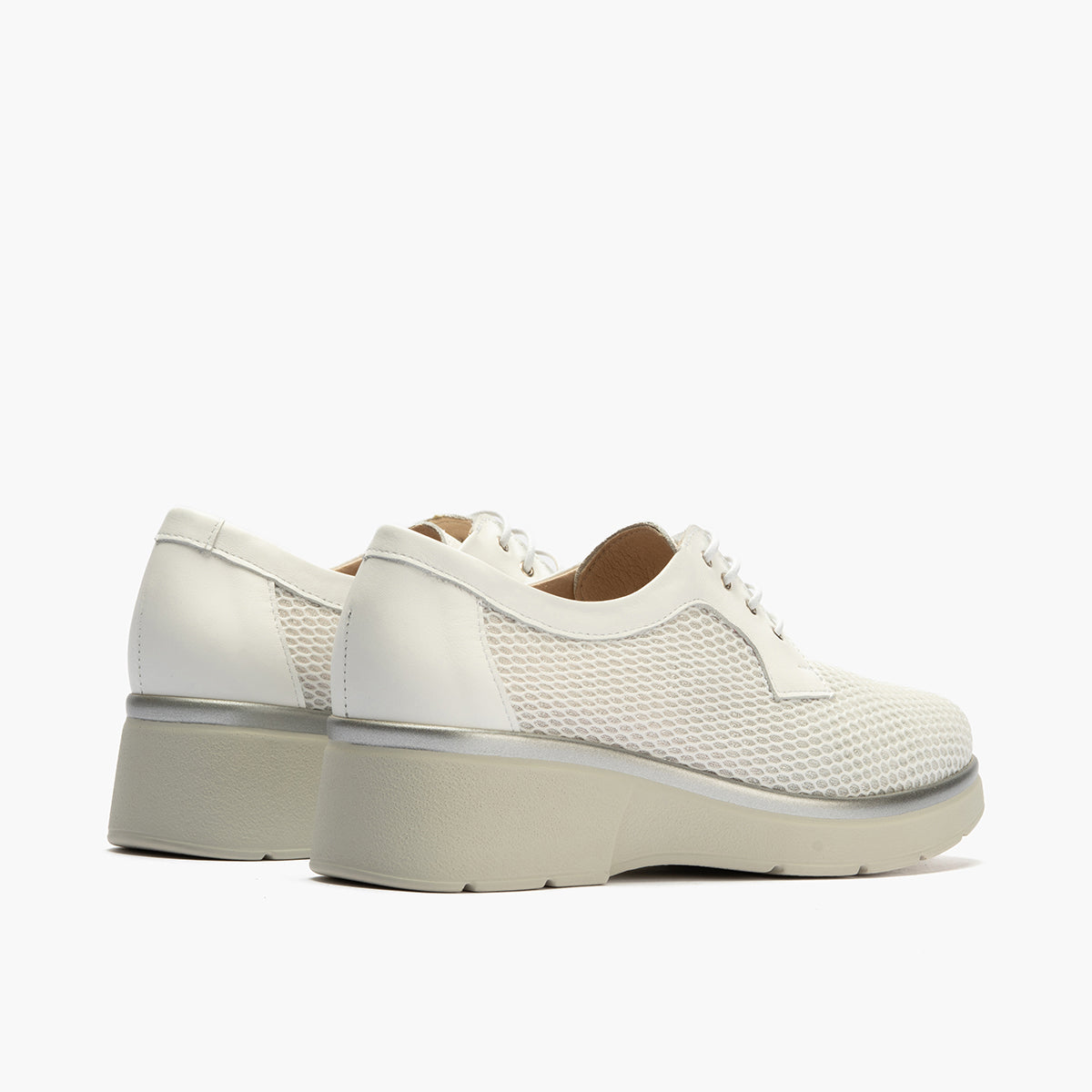 Blucher con cordones, cuña y tejido Blanco