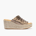 Sandalia zueco de rafia con cuña alta Plata Vieja