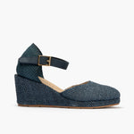 Sandalia estilo valenciana cuña alta con pulsera Marino