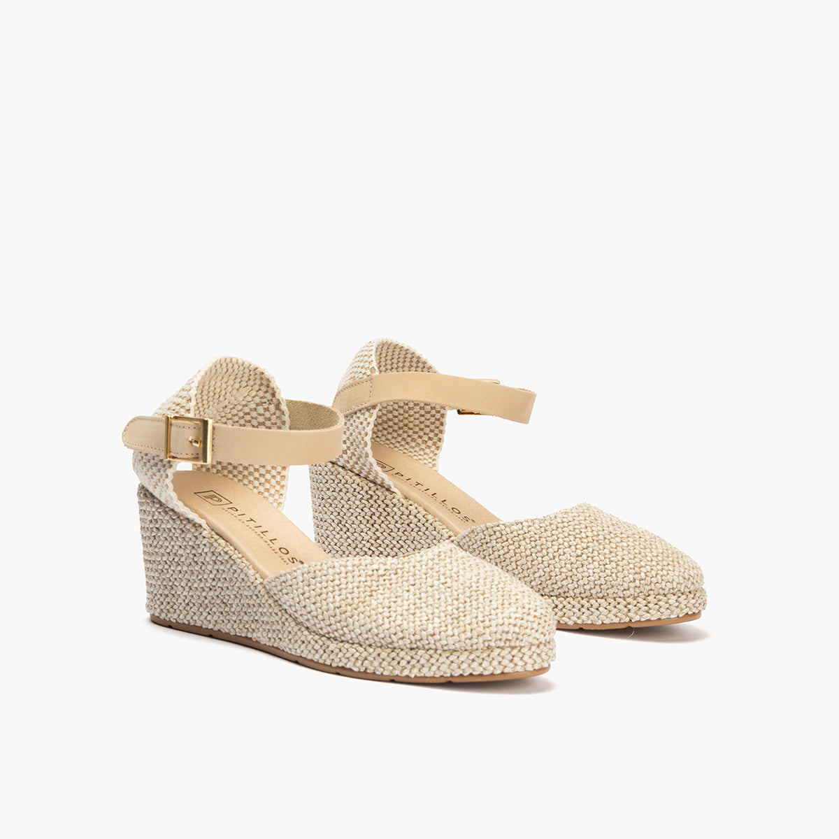 Sandalia estilo valenciana cuña alta con pulsera Natural