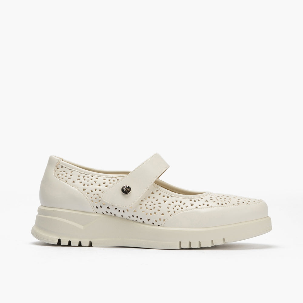 Zapato mercedes con velcro Blanco