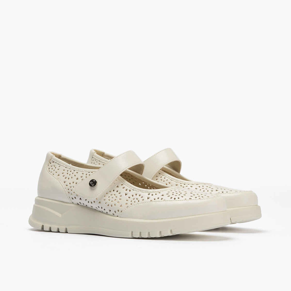 Zapato mercedes con velcro Blanco