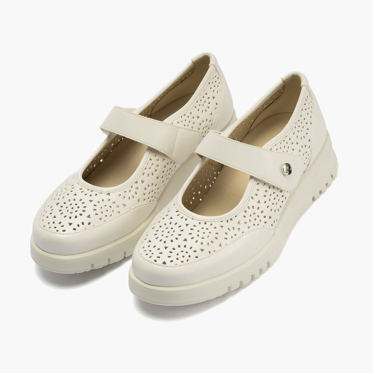Zapato mercedes con velcro Blanco