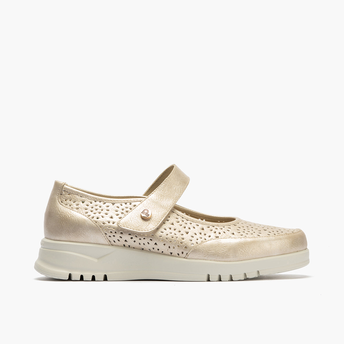 Zapato mercedes con velcro Oro