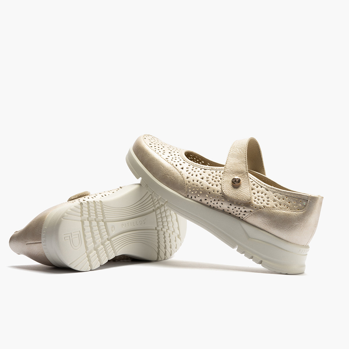 Zapato mercedes con velcro Oro