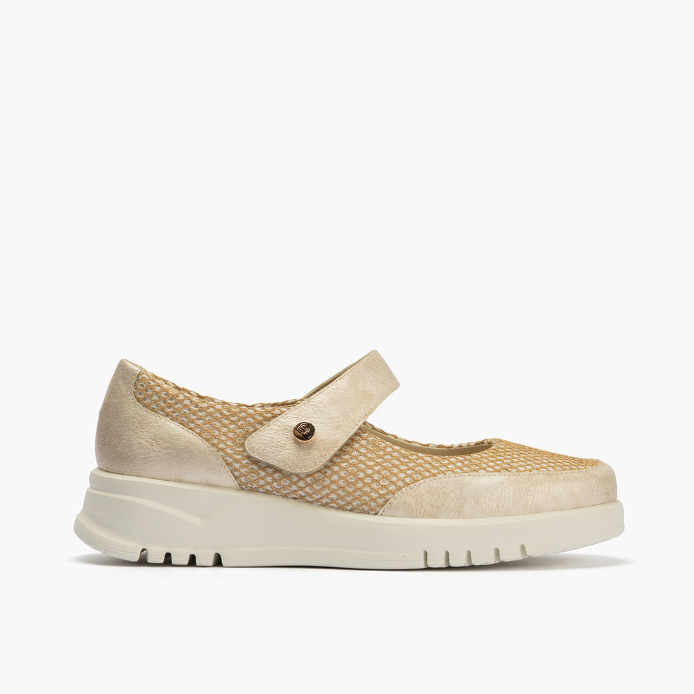Mocasín con antifaz para mujer Oro