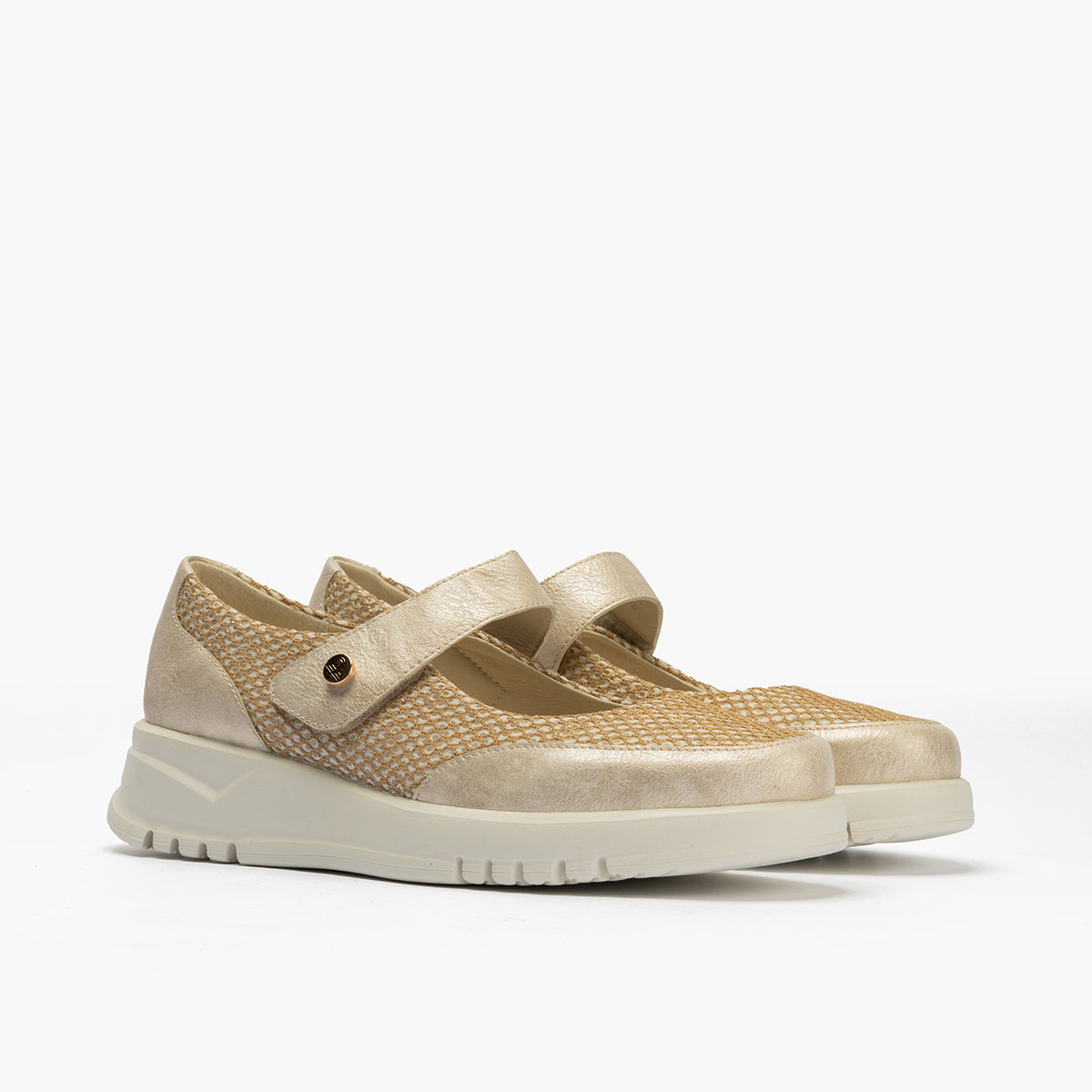 Mocasín con antifaz para mujer Oro
