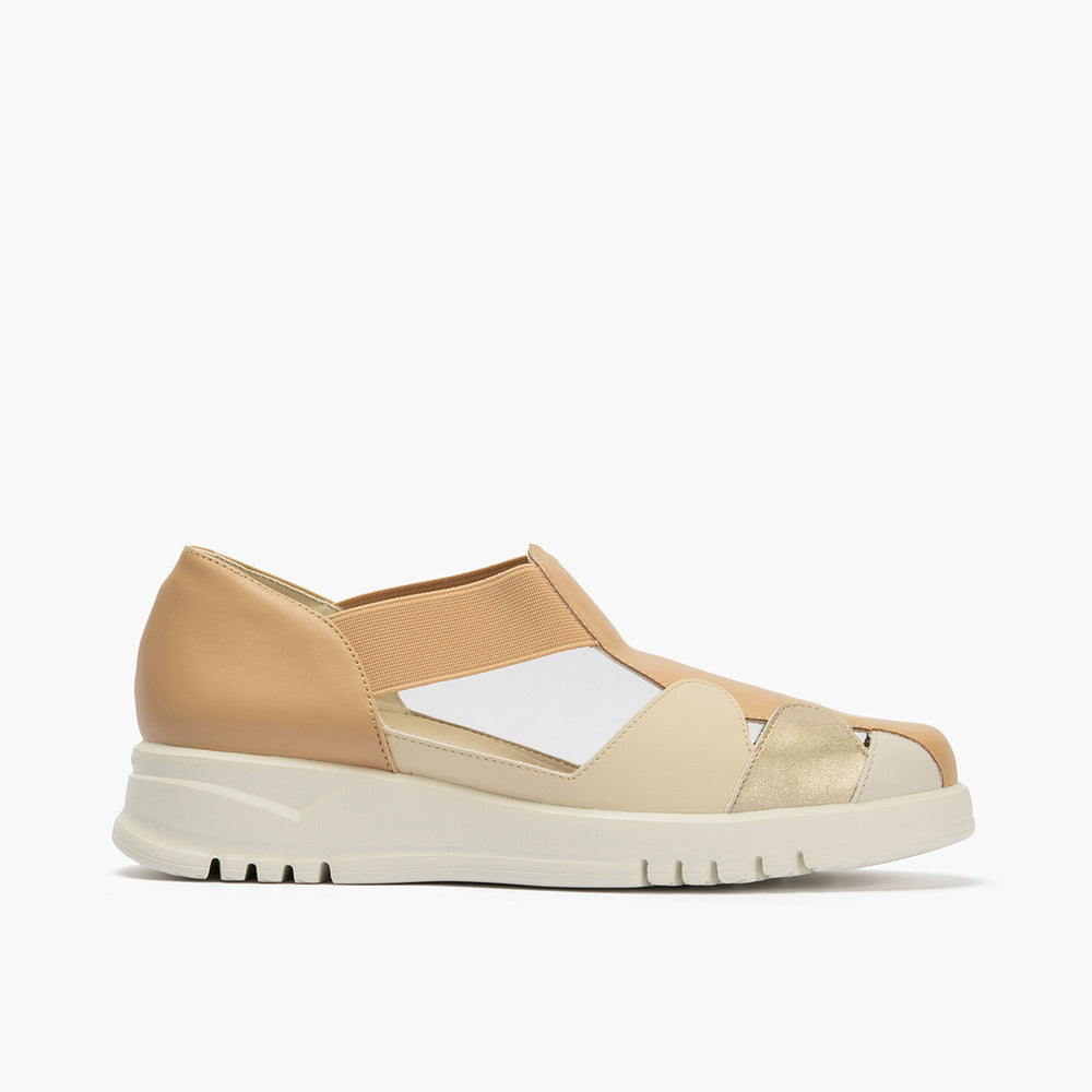 Zapato deportivo de mujer con velcro Taupe