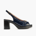 Zapato de salón con tacón plataforma y adorno Marino