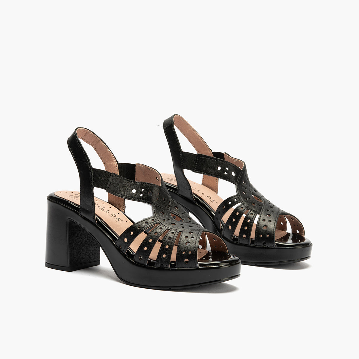 Zapato de salón con tacón plataforma y detalles metalizados Negro