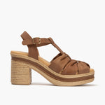 Sandalia con tacón alto en piel napa Cuero