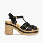 Sandalia con tacón alto en piel napa Negro