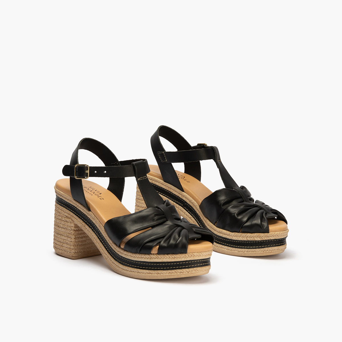 Sandalia con tacón alto en piel napa Negro