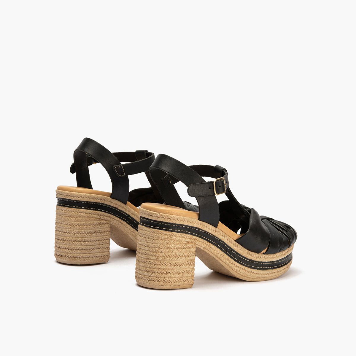 Sandalia con tacón alto en piel napa Negro