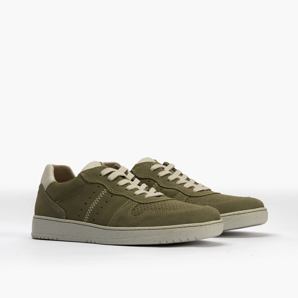 Deportivo para hombre en piel serraje y piel napa Oliva