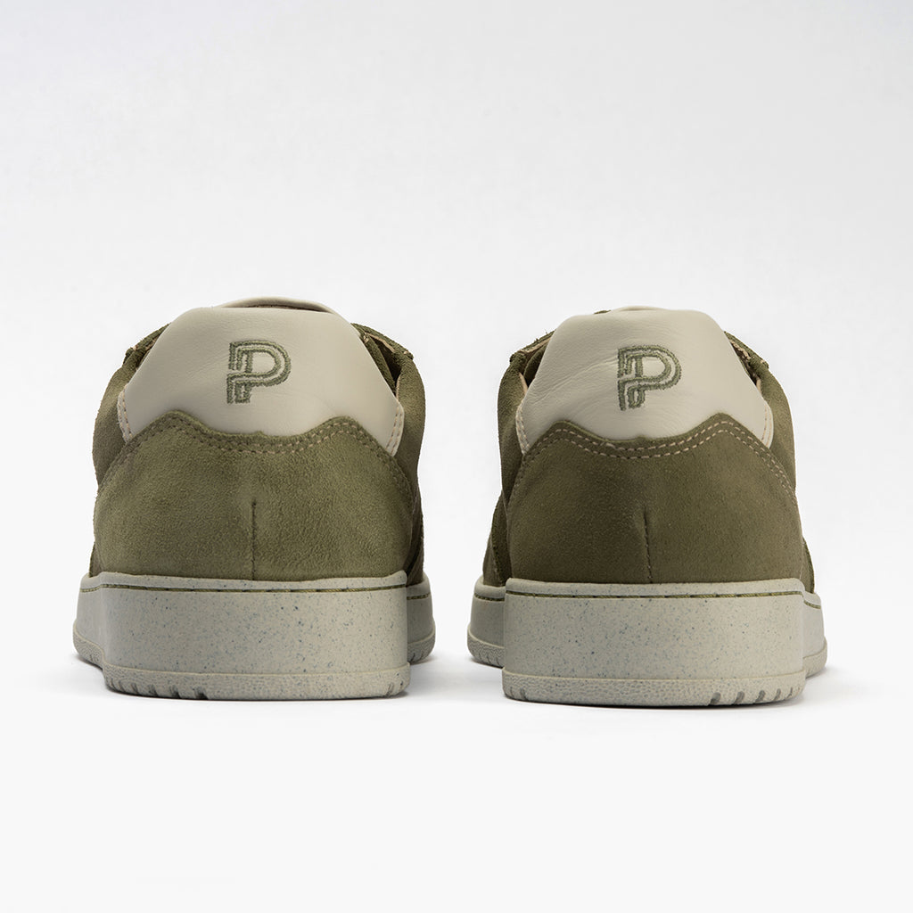 Deportivo para hombre en piel serraje y piel napa Oliva