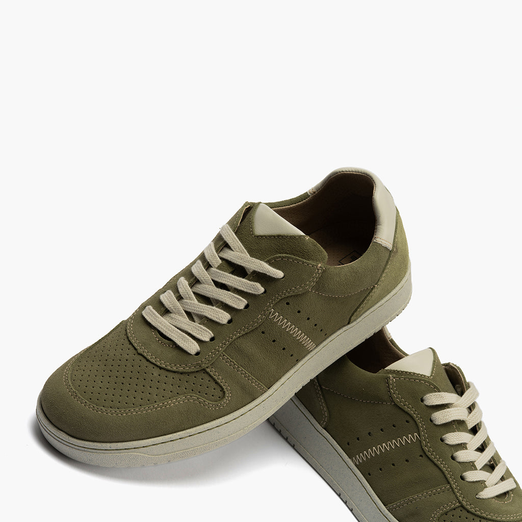 Deportivo para hombre en piel serraje y piel napa Oliva