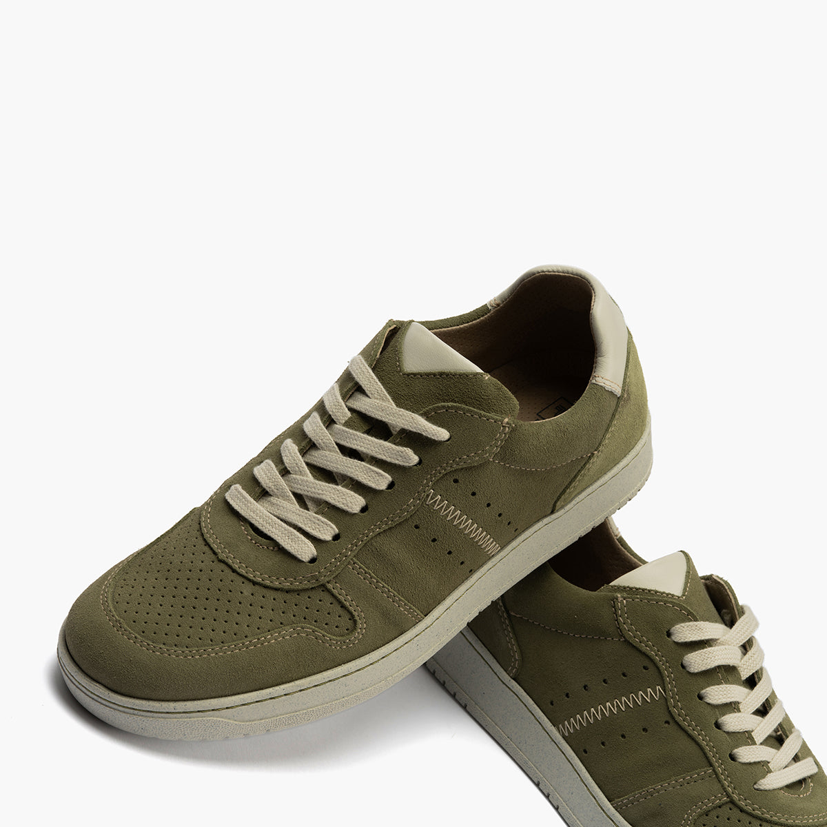 Deportivo para hombre en piel serraje y piel napa Oliva