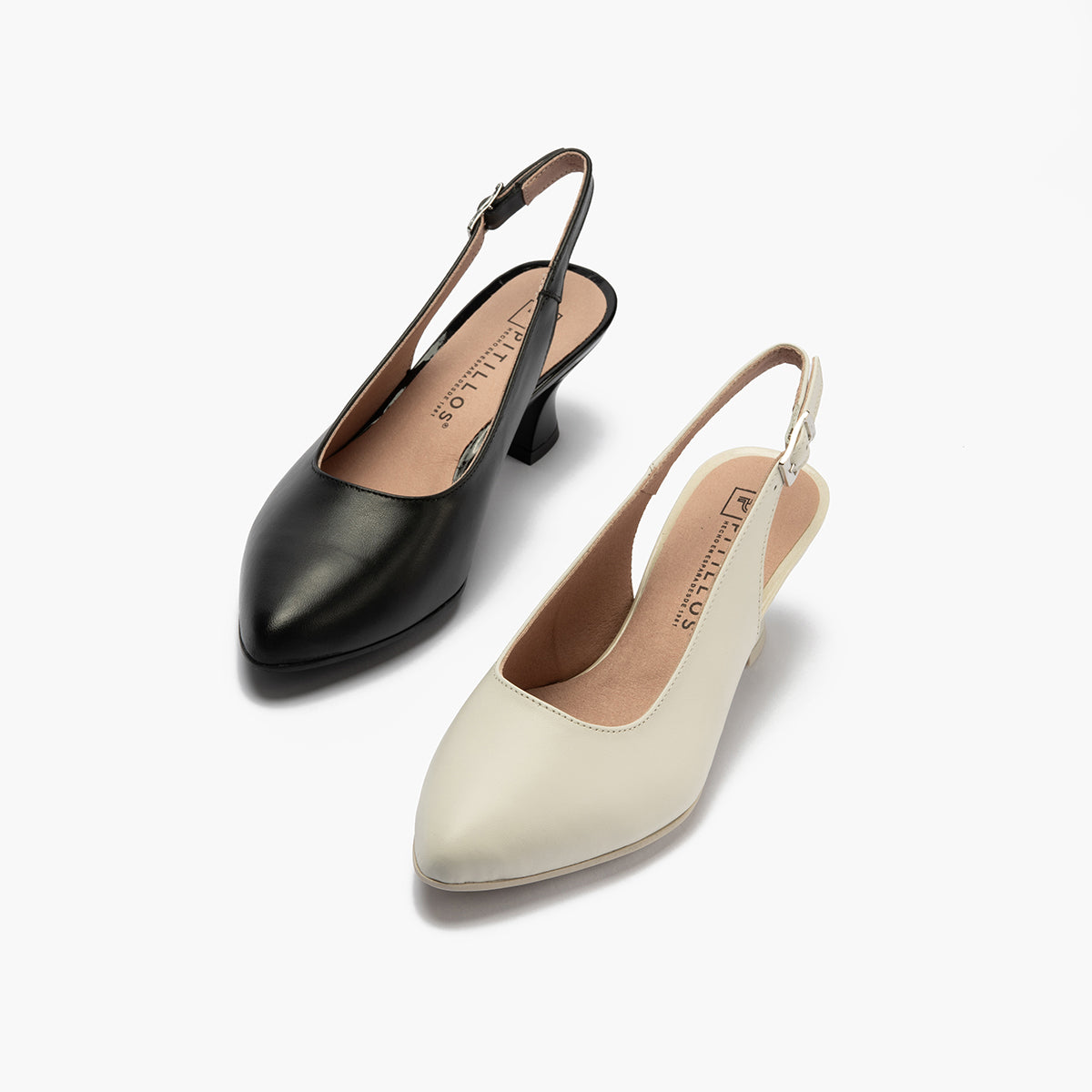 Zapato salón destalonado con tacón medio, en piel napa Negro