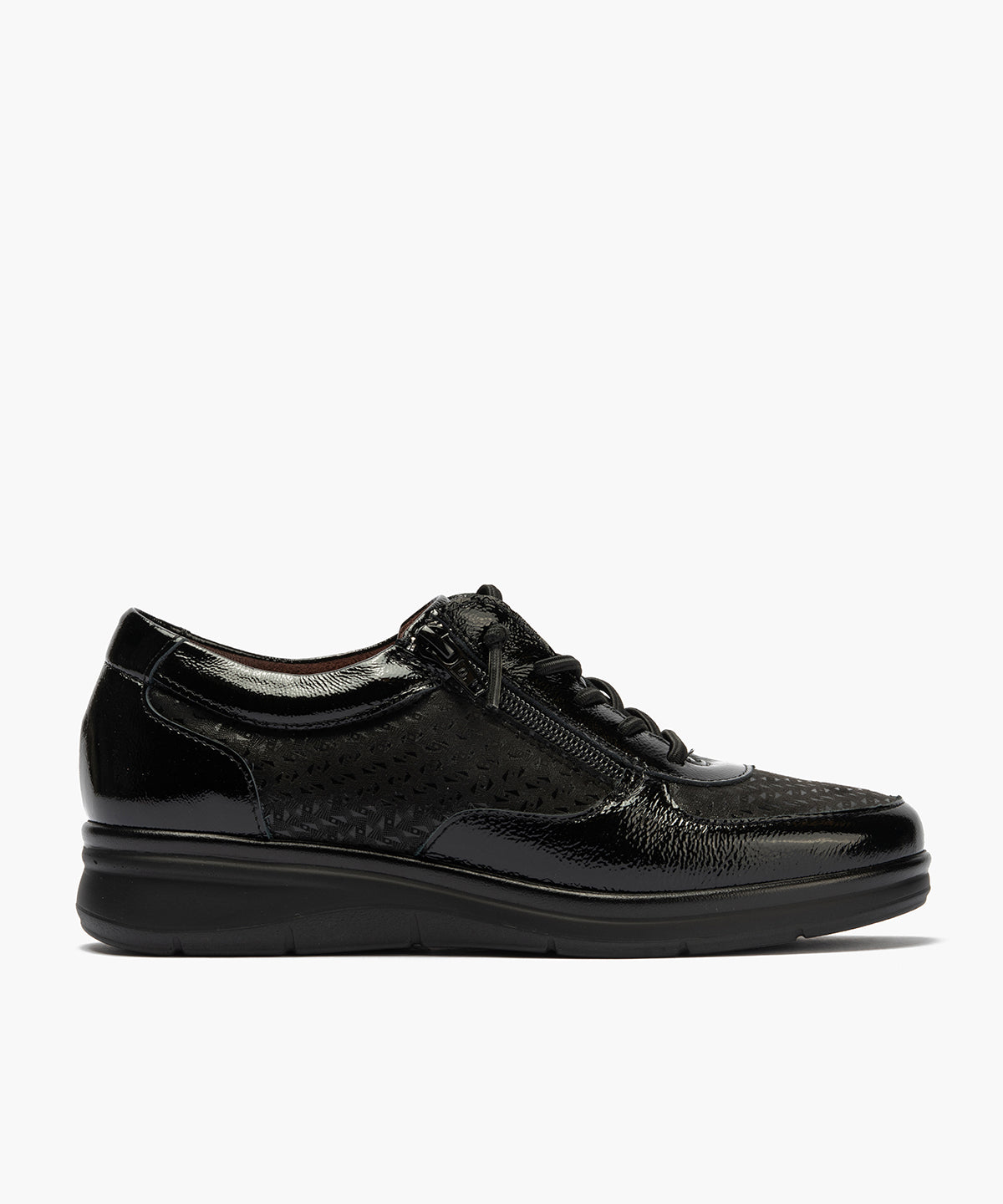 Deportivo con Cremallera combinado Charol con Lycra Negro