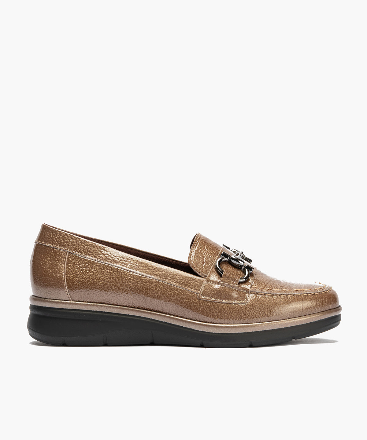 Mocasín en Charol con Adorno Topo