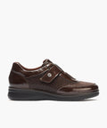 Deportivo con Velcro combinado Charol con Lycra Marrón